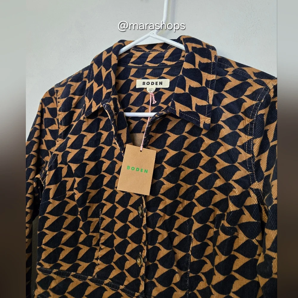 BODEN Flora Geometric Corduroy Shirt Dress
